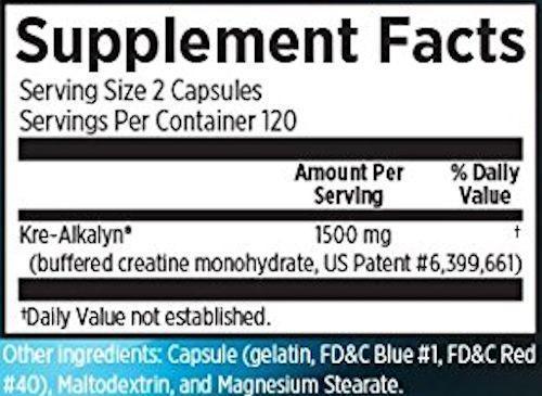 EFX Sports Creatine EFX Sports Kre-Alkalyn 240 Caps facts