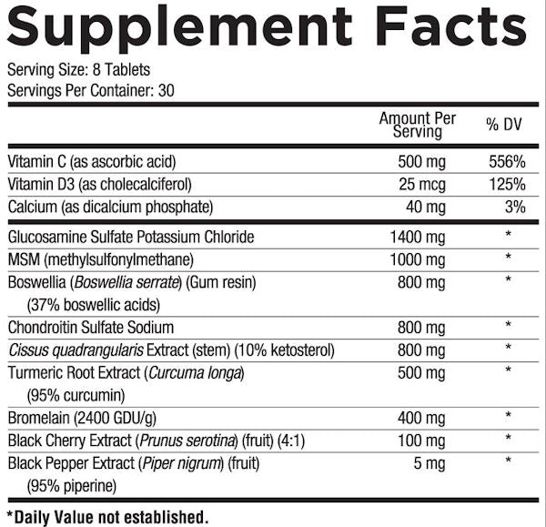 Core Nutritionals FLEX Joint Formula 240 Tablets fact