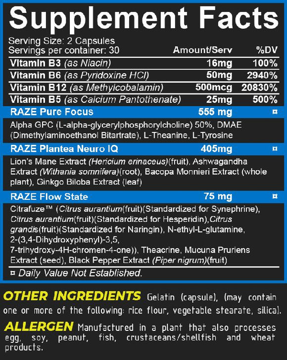 Repp Sports Raze Focus caffeine FREE|Focus|Mass For Life|