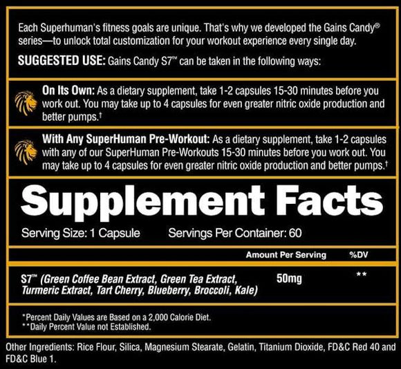 Alpha Lion Gain Candy S7 Pump Performance 60 Capsules|Muscle Pumps|Mass For Life|
