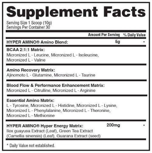 Gaspari Nutrition HyperAmino Athletic Performance 30 serving|BCAA|Mass For Life|