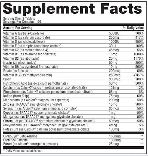 Gaspari Nutrition Multi Vitamin Gaspari Nutrition Anavite 180 Tab Fact