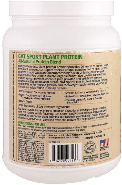 GAT Sport Plant Protein Naturals 20 servings|Protein|Mass For Life|