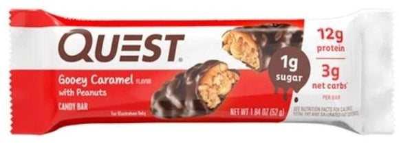Quest Gooey Caramel with Peanuts Candy Bars 12/Box|Protein Bars, Cookie and Food|Mass For Life|