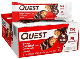 Quest Gooey Caramel with Peanuts Candy Bars 12/Box|Protein Bars, Cookie and Food|Mass For Life|