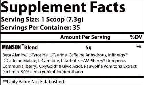 Insane Labz Manson Pre Workout Energy|Pre-Workout|Mass For Life|