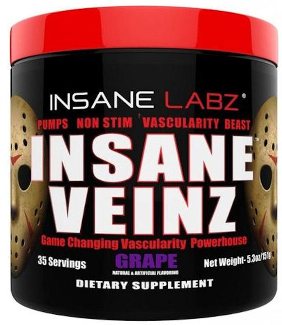 Insane Labz Insane Veinz Pre Workout Non-Stim|Muscle Pumps|Mass For Life|