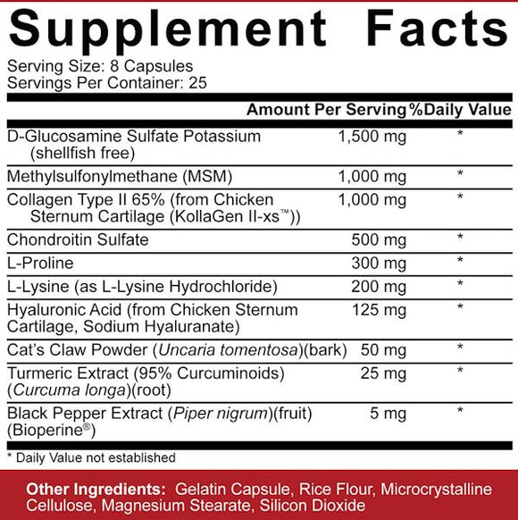 5% Nutrition Joint Defender Joint Support 200 Capsules|Joint Support|Mass For Life|