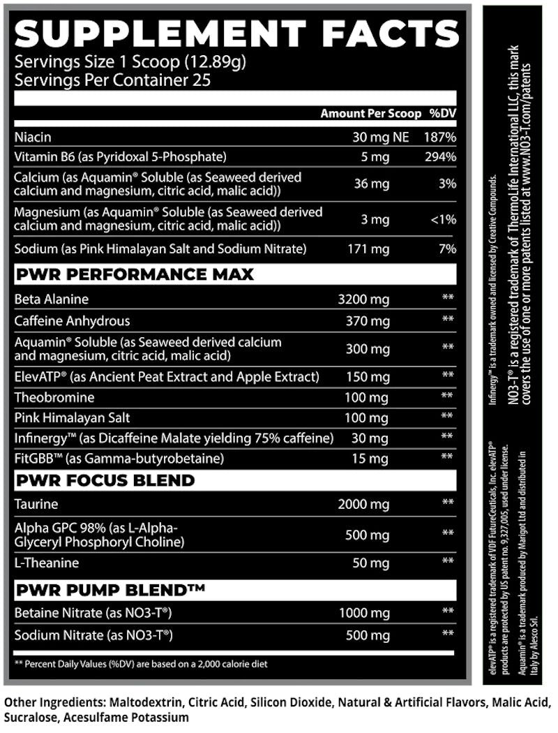 Klout Mamba High Stimulant Pre-Workout 25 servings fact