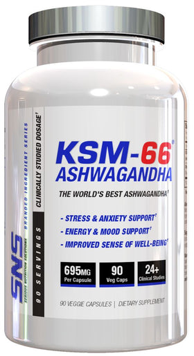 SNS Serious Nutrition Solutions KSM-66 90 Capsules|Stress Aid|Mass For Life|