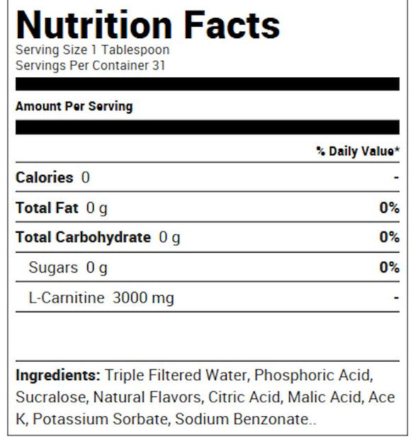 Ryse Supplements Liquid L-Carnitine 3000 31 servings|Fat Burner|Mass For Life|