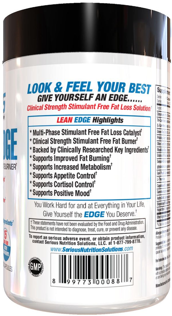SNS Serious Nutrition Solutions Lean Edge 120 Capsules|Fat Burner|Mass For Life|