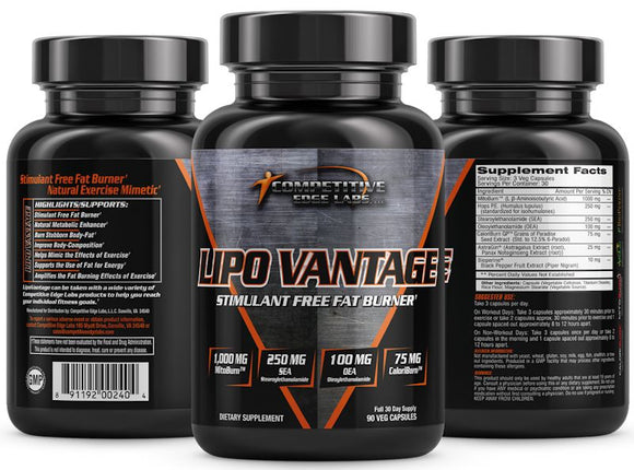 Competitive Edge Labs LipoVantage Non Stim Fat Burner 90 Caps|Fat Burner|Mass For Life|