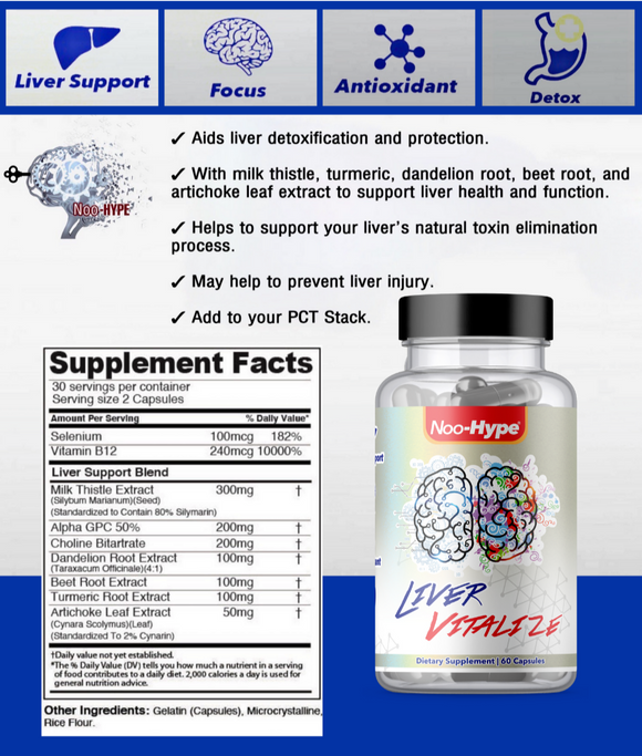 Noo-Hype Liver Vitalize 60 Capsules|Liver Support|Mass For Life|