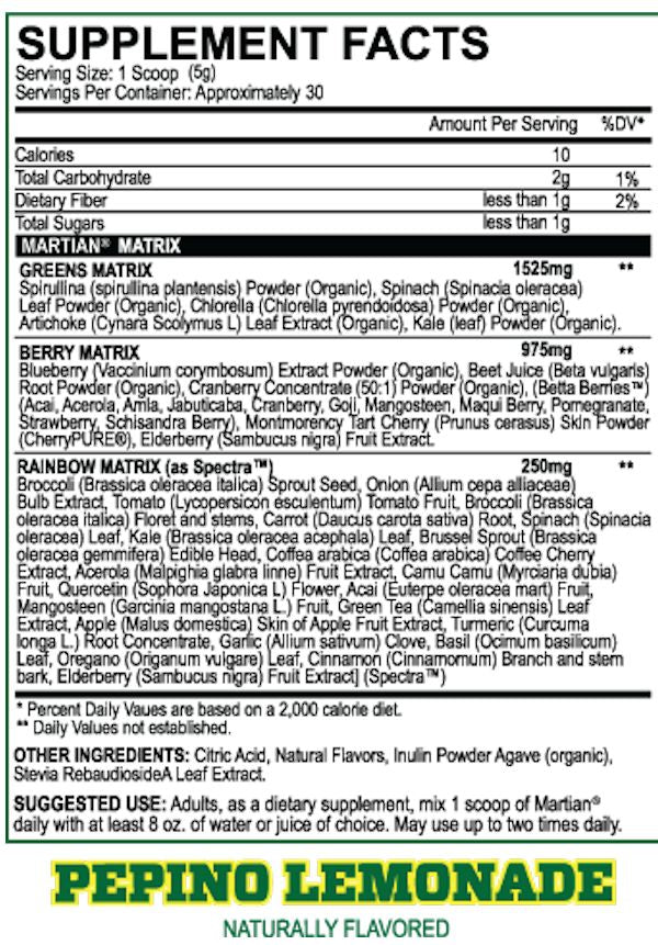 MyoBlox Martian Rainbow Superfood label