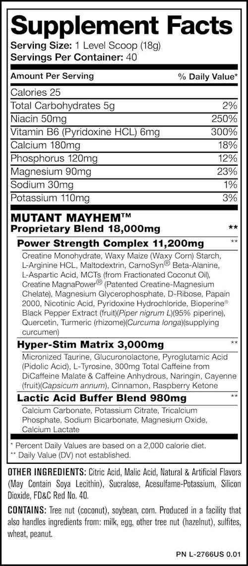 Mutant Mayhem 40 servings|Pre-Workout|Mass For Life|