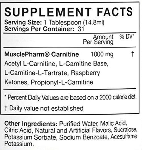 MusclePharm Carnitine Fruit Punch MusclePharm Carnitine Liquid 16 oz