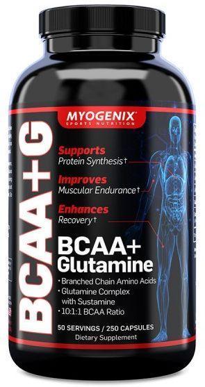 Myogenix BCAA+ G 250 Caps|BCAA|Mass For Life|