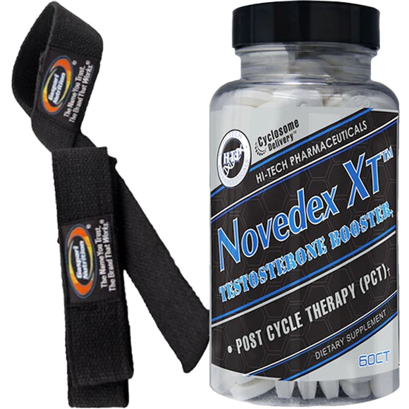 Hi-Tech Pharmaceuticals Novedex-XT FREE Lifting Straps|Test Booster|Mass For Life|