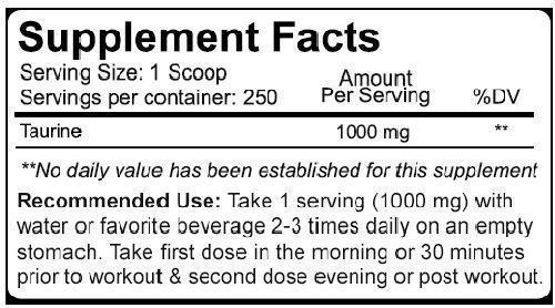 Nutrakey Taurine 250 gms|Amino Acids|Mass For Life|