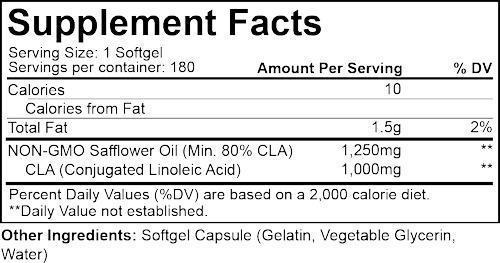 Nutrakey CLA 1250 180 Softgel|CLA|Mass For Life|
