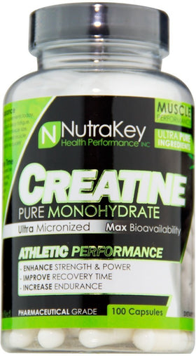 NutraKey Creatine Monohydrate 100 Capsules|Creatine|Mass For Life|