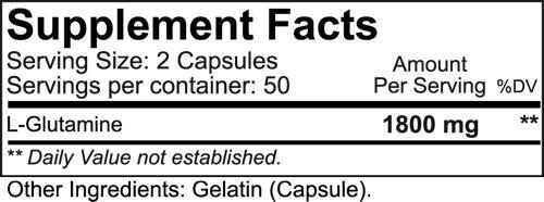 NutraKey Glutamine 100 Capsules|Glutamine|Mass For Life|