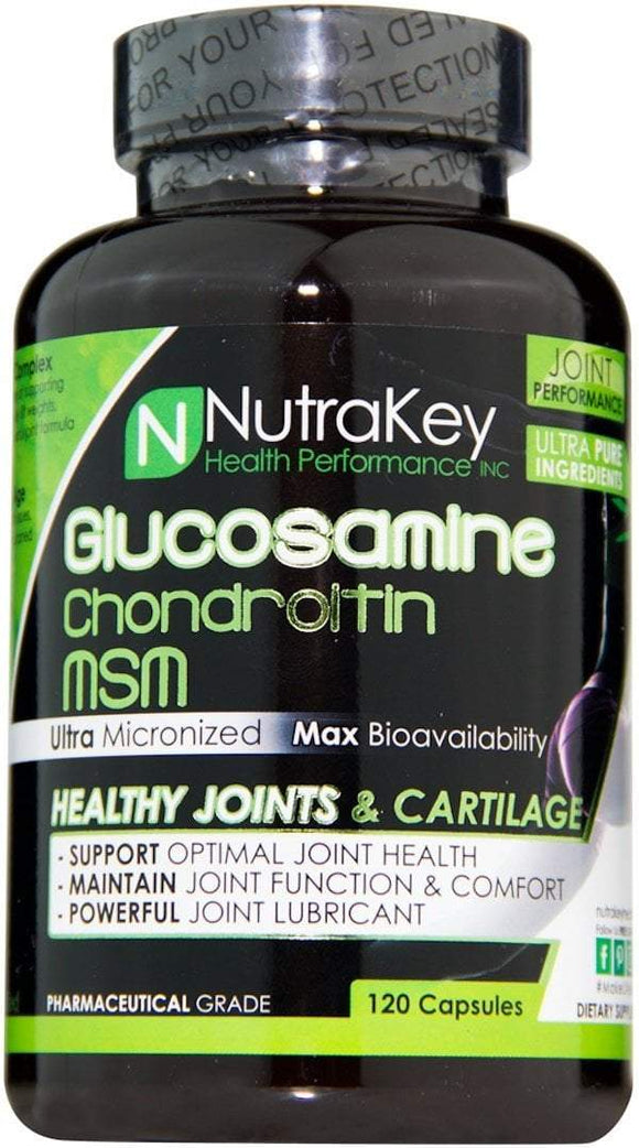 Nutrakey Glucosamine Chondroitin MSM 120 Caps|Joint Support|Mass For Life|
