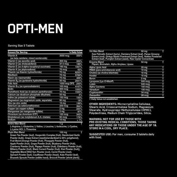 Optimum Nutrition Opti-Men 150 Tabs|Multi Vitamin|Mass For Life|