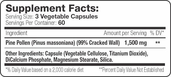 SNS Serious Nutrition Solutions Pine Pollen 180 Capsules|Test Booster|Mass For Life|