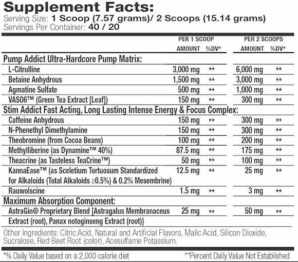 Muscle Addiction Pump Addict Ultra Hardcore 40 servings|VASO6|Mass For Life|