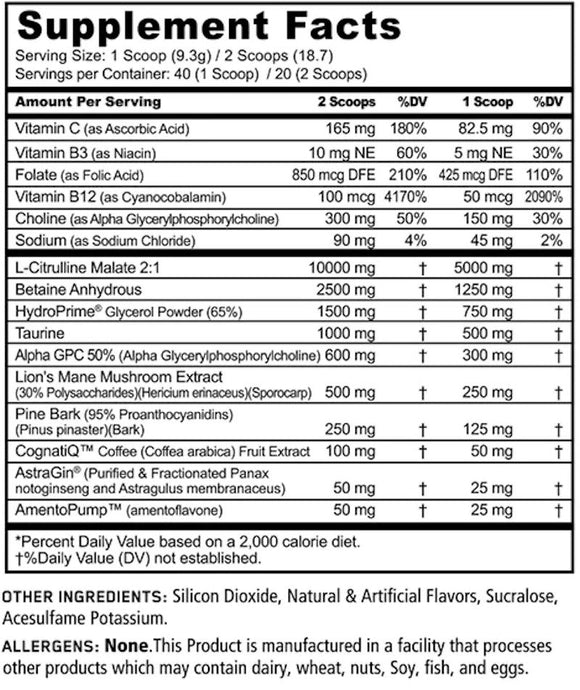 Panda Supps Pump Non Stim Pre Workout 40 Servings|Pre Workout|Mass For Life|