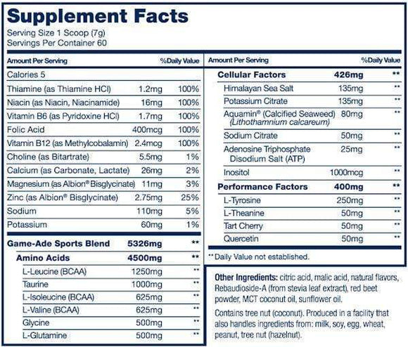 PVL Pure Vita Labs Game-Ade 60 servings|Pre-Workout|Mass For Life|