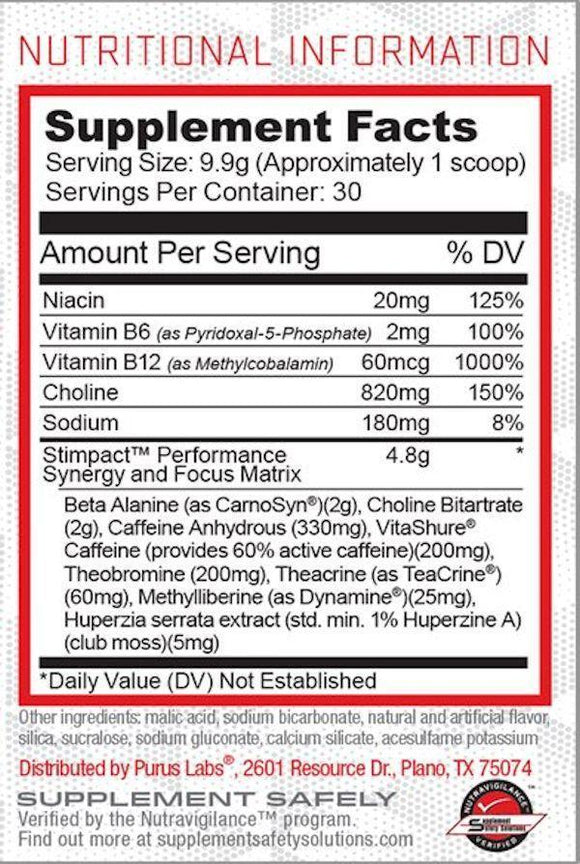 Purus Labs Stimpact High Stim|Pre-Workout|Mass For Life|