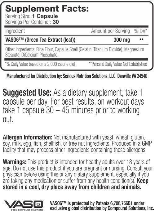 SNS Muscle Pumps SNS Vaso6 Serious Nutrition Solutions facts