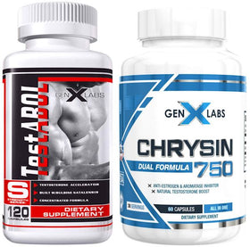 GenXLabs Test Abol and Chrysin Muscle Builder Stack|Test Booster|Mass For Life|