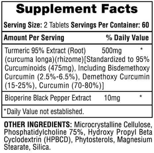Hi-Tech Pharmaceuticals Turmeric 95 120 ct|Joint Support|Mass For Life|