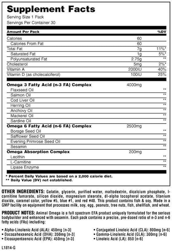 Universal Nutrition Animal Omega 30 pack|Omega 3|Mass For Life|