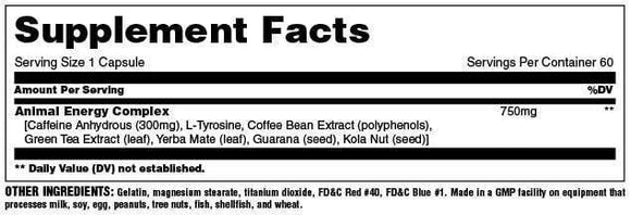 Universal Nutrition Animal Energy 60 caps|Pre-Workout|Mass For Life|