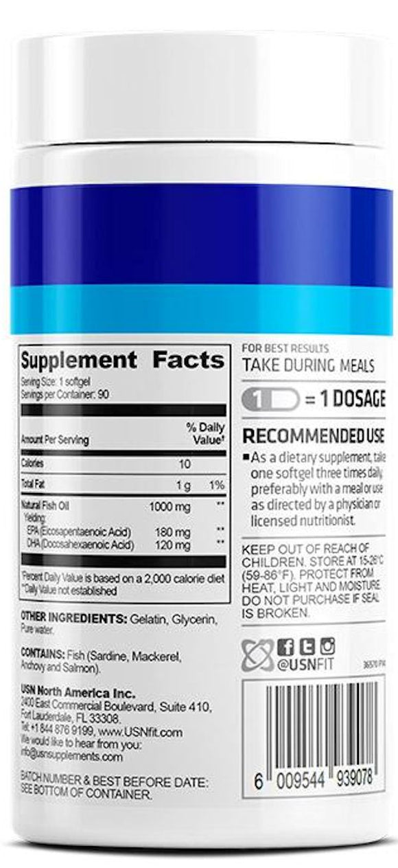 USN Omega-3 Fish Oil 90 ct|Omega 3|Mass For Life|