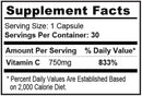 Gaspari Nutrition Vitamin C 750mg 30 Caps|Immune Health|Mass For Life|